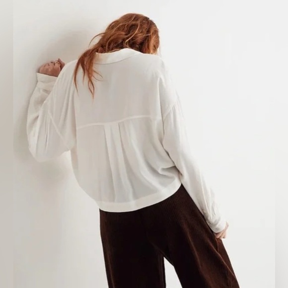 Madewell Lusterweave Hartfield Crop Shirt in Ivory - Size XXS - Picture 3 of 4